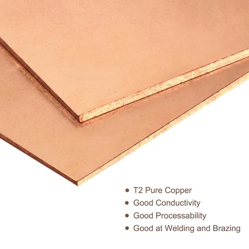 Miniatura 3 de uxcell Hoja de cobre puro, 4 piezas de 2 "x 2" x 0.02 "Placa de metal de cobre de calibre 24 T2 para manualidades, reparaciones eléctricas, industria