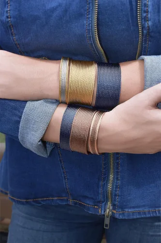 Miniatura 4 de Brazalete de cable Essentials de 16 filas, pulseras de acero inoxidable para mujer, brazaletes para mujer, pulseras para mujer