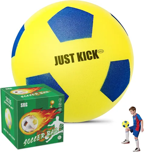 Miniatura 10 de SRG Pelota de fútbol de espuma silenciosa – Pelota de fútbol sin aire para entrenamiento silencioso, diseño de espuma suave y duradera, multiusos