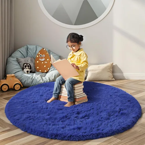 Miniatura 76 de Alfombras circulares súper suaves para niñas, castillo de princesa, tienda de campaña de 5 diámetros, alfombras circulares de área para dormitorio