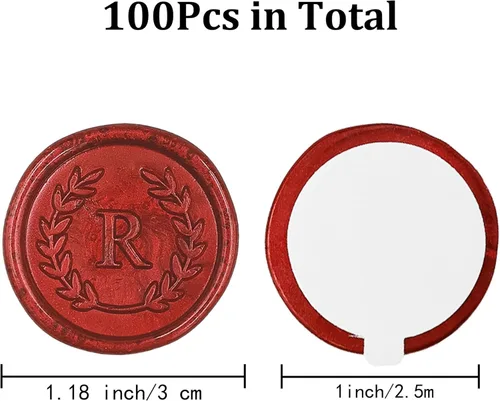 Miniatura 2 de 100 calcomanías adhesivas de cera con letra R roja, hechas a mano, sin necesidad de sellar, rasgar y usar calcomanías de cera para invitaciones