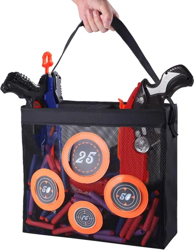 Miniatura 4 de Hely Cancy - Bolsa de almacenamiento de malla portátil para juguetes de práctica de tiro con objetivo compatible con dardos Nerf para niños de 6