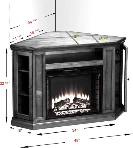 Miniatura 9 de SEI Furniture Claremont Chimenea de esquina eléctrica convertible que cambia de color, color cereza
