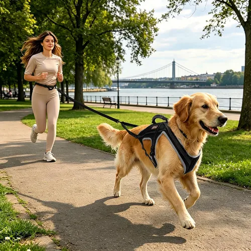 Miniatura 2 de Juego de arnés para correr para perros con cinturón y correa de absorción de golpes Hands-Free Control, Easy to Put On Design for Medium to Large