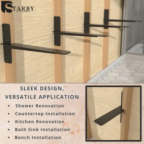 Miniatura 5 de Starby Soporte de granito flotante de alta resistencia. 1 paquete, soporte en T de 9 pulgadas para estanterías voladizas. Soporte fuerte e invisible