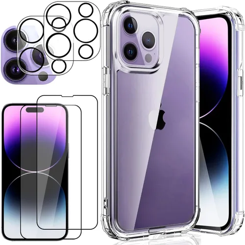 Miniatura 7 de Funda transparente 5 en 1 para iPhone 12 Pro de 6.1 pulgadas, con 2 protectores de pantalla HD + 2 protectores de lente de cámara, película