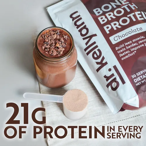 Miniatura 4 de Dr. Kellyann - Polvo de proteína de caldo de hueso Keto - Chocolate - Proteína 21g, 2g de carbohidratos netos - Colágeno hidrolizado alimentado