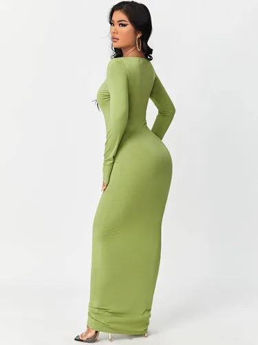 Miniatura 2 de Floerns Vestido largo de manga larga con cuello redondo para mujer