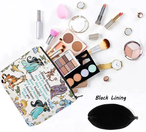 Miniatura 3 de LEVLO Bolsa de maquillaje de princesa árabe con cremallera para fanáticos del cine (Always Jasm)