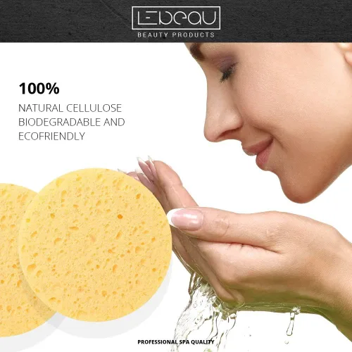 Miniatura 2 de LeBeau Esponjas faciales comprimidas, esponjas faciales para limpieza, esponja facial de celulosa 100% natural, esponja facial profesional
