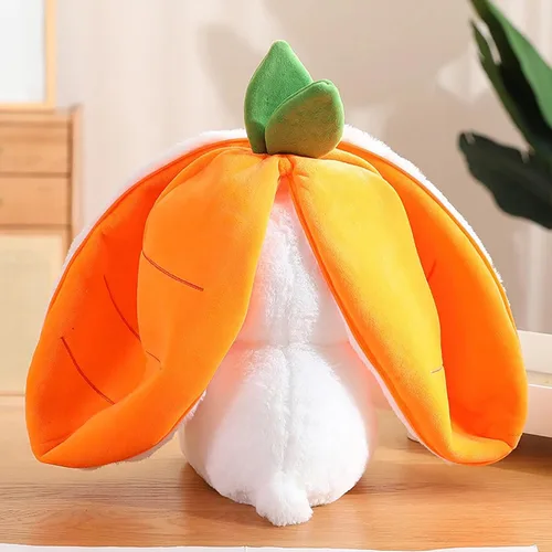 Miniatura 8 de 2 almohadas de peluche: conejo reversible de zanahoria y fresa con cremallera, peluche de conejo de Pascua – Lindo regalo de cumpleaños para niños