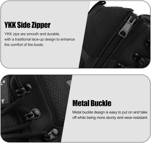 Miniatura 5 de Botas militares tácticas ligeras para hombre, cómodas, transpirables, duraderas, con cremallera lateral YKK, antideslizantes, botas de combate