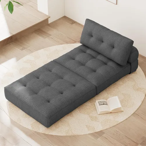 Miniatura 2 de KINGYES Silla de Cama Plegable, Silla Convertible 3 en 1 con Almohada, Silla Futón Plegable para Sala de Estar, Gris Gris (Mist Gray)