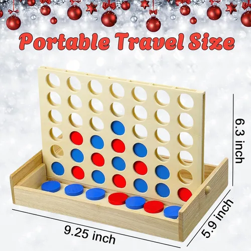 Miniatura 5 de Juego de mesa de madera 4 en una fila, línea plegable para 4 juegos, juguete clásico de estrategia familiar, juego de conexión de madera para niños