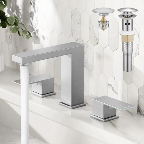 Miniatura 14 de KES Grifo de Lavabo de Baño de 8 Pulgadas Extendido Grifo de Baño de 3 Orificios Grifo de Tocador Manguera de Suministro Incluida SUS304 Acero