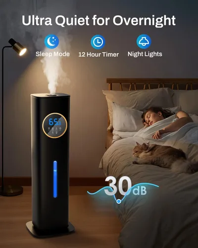 Miniatura 6 de Humidificador para Habitación Grande Dormitorio con Luz Nocturna, 2.1Gal (8L) Humidificadores para el Hogar con Difusor de Aceite Esencial, Negro