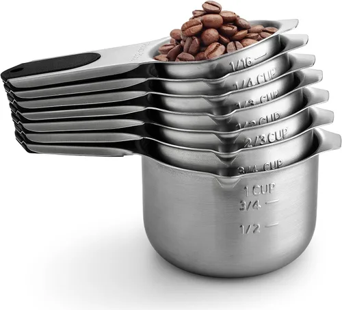 Miniatura 9 de Vasos medidores magnéticos de acero inoxidable Spring Chef, patentados, herramientas de cocina con marcas fáciles de leer para medir ingredientes