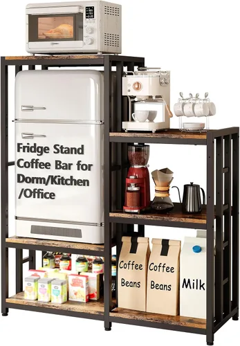 Miniatura 13 de Soporte para Mini Nevera, Estación de Gabinete de Barra de Café con Espacio de Almacenamiento para Insertar Refrigerador Pequeño, Organizador