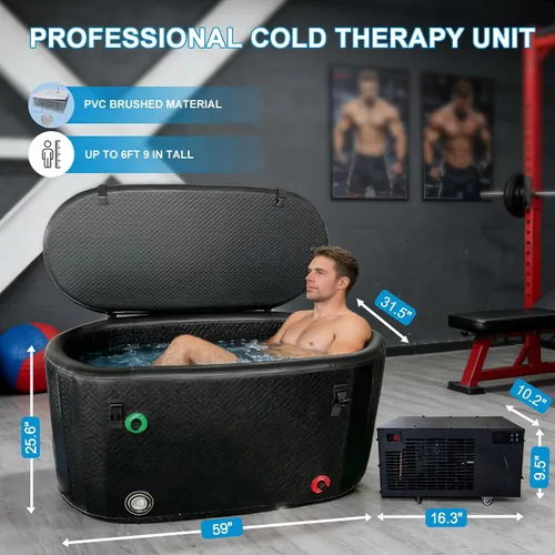 Miniatura 7 de Enfriador de baño de hielo y kit de bañera de inmersión fría, enfriador de inmersión en frío de 1/3 HP con 59 pulgadas de largo x 31.5 pulgadas