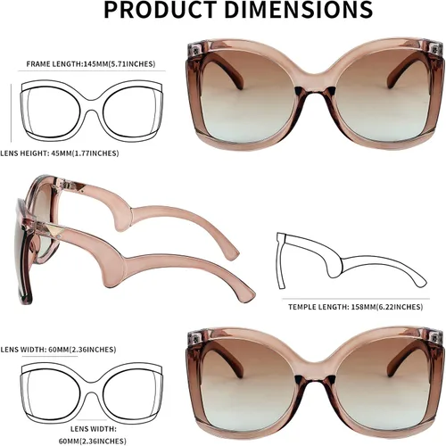Miniatura 6 de FEISEDY gran tamaño cuadrado mariposa gafas de sol curvado brazo rizado marco mujeres moda sombras B4035