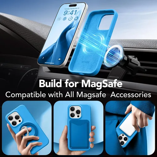 Miniatura 149 de GONEZ Funda de silicona para iPhone 15 Pro Max, compatible con Magsafe, protector de cámara + protector de pantalla, forro de microfibra suave