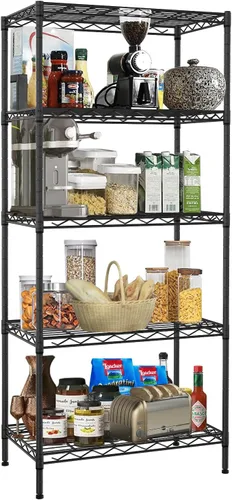 Miniatura 9 de NSF - Estantería de alambre de 5 niveles, estantes de almacenamiento de acero comercial de grado comercial, 24 pulgadas de largo x 14 pulgadas