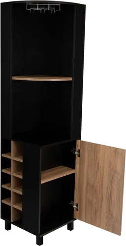 Miniatura 6 de Tuhome Kaia - Armario esquinero de bar, bar compacto con estante para vino de diez botellas, gabinete de una sola puerta, dos estantes abiertos