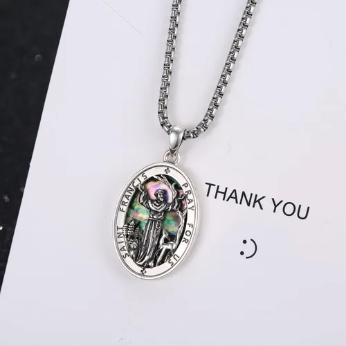 Miniatura 144 de Collar de plata de ley 925 con medalla de San Patrón, colgante de protección católica, amuleto, joyería religiosa para hombres y mujeres