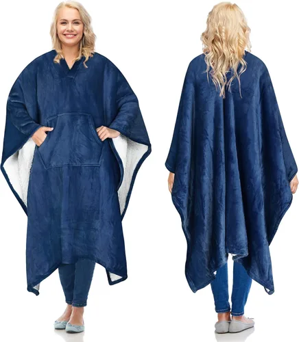 Miniatura 11 de Catalonia Manta Poncho Sherpa Vestible para Adultos Mujeres Hombres, Manta Capa Envolvente con Bolsillo, Cálida, Suave, Acogedora, Cómoda, Regalo