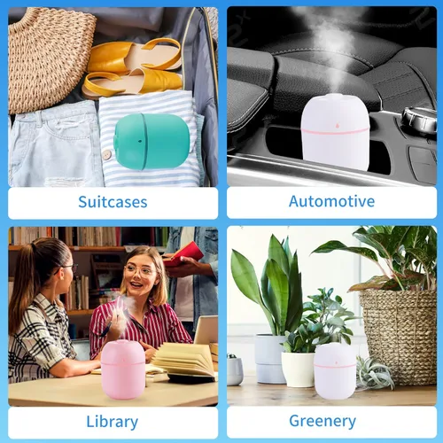 Miniatura 6 de Mini Humidificador Portátil Pequeño Humidificador de Niebla Fría Personal de Escritorio Alimentado por USB Súper Silencioso para Viaje, Carro, Blanco