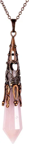 Miniatura 10 de Bivei Collar de chakra de latón antiguo retro con 12 prismas hechos de prisma con piedras preciosas de cuarzo y piedra curativa