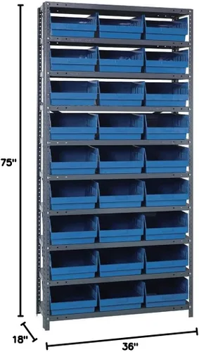Miniatura 309 de Quantum QSBU-245BK Heavy Duty Shelving Unit with (7) Shelves and (24) QUS245 Black Bins for Garage Warehouse Storage Distribution 400 lb Load