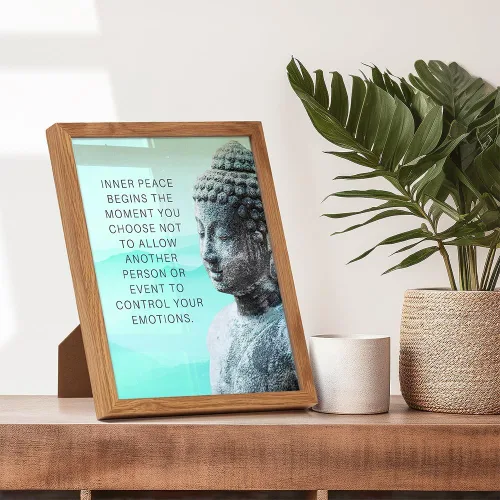 Miniatura 6 de Impresión artística de estatua de Buda del budismo ENMARCADA - Decoración de pared con cita zen inspiradora y motivacional para baño, hogar