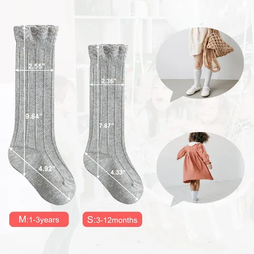 Miniatura 4 de Zando Calcetines altos hasta la rodilla para bebé, calcetines con volantes para niñas pequeñas, recién nacidos, calcetines de vestir largos