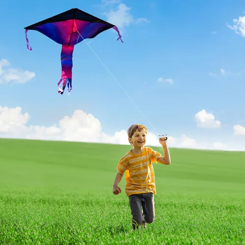 Miniatura 3 de Joyin 3 cometas Delta para adultos y niños, cometa multicolor fácil de volar con cuerda de 262.5 pies, juguetes grandes de playa para actividades