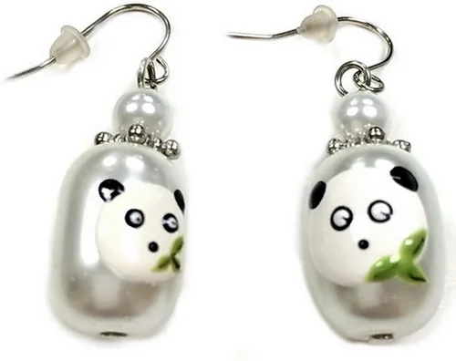 Miniatura 3 de Linpeng Juego de pulseras y pendientes elásticos Panda Beads NegroBlanco