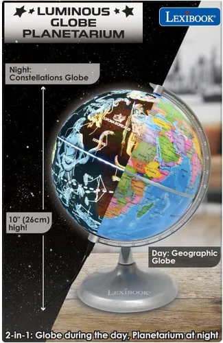 Miniatura 6 de Lexibook Planetario globo luminoso, STEM, globo 2 en 1 durante el día, mapa de constelación por la noche, azul/negro, NLJ185EN