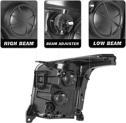 Miniatura 7 de SOCKIR Conjunto de faros delanteros y antiniebla para GMC YUKON SLT 2015-2020, SLE/Yukon XL SLT, SLE OE - Par de faros halógenos de fábrica, carcasa