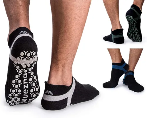 Muezna - Calcetines antideslizantes para hombre para yoga pilates barre Bikram fitness hospital con agarre
