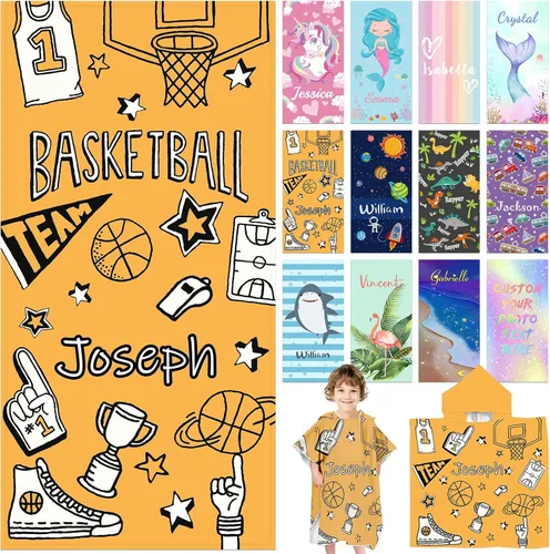 Toallas de playa personalizadas para niños, toallas de playa personalizadas con nombres, regalos personalizados para niños pequeños, niñas y