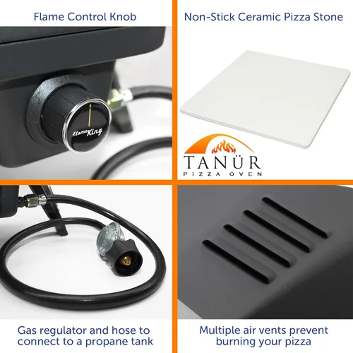 Miniatura 7 de Flame King TANUR - Horno de pizza de propano portátil de 12 pulgadas para exteriores, para campamento, patio trasero y portón trasero, múltiples