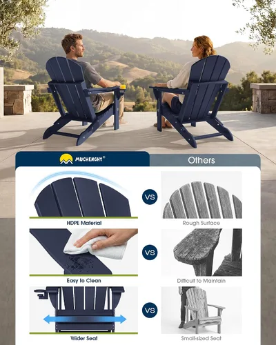 Miniatura 7 de MUCHENGHY Sillas Adirondack plegables, sillas de patio, sillas de césped, silla para exteriores, silla Adirondack de plástico, hoguera, resistente a
