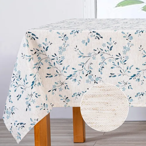 Miniatura 13 de MYSKY HOME - Mantel para mesa rectangular, impermeable, manteles de algodón suave para interior/exterior, mantel sin arrugas para mesa rectangular