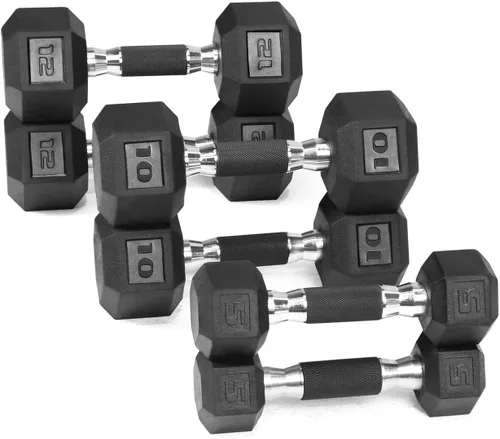 WF Athletic Supply - Mancuernas hexagonales con agarre de goma y mango contorneado para tonificar músculos y fortalecer y entrenar de todo el cuerpo
