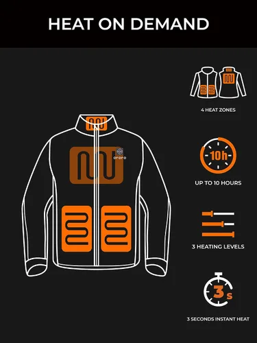Miniatura 3 de ORORO Chaqueta térmica para mujer con batería, abrigo ligero con calefacción de plumón con relleno de 800