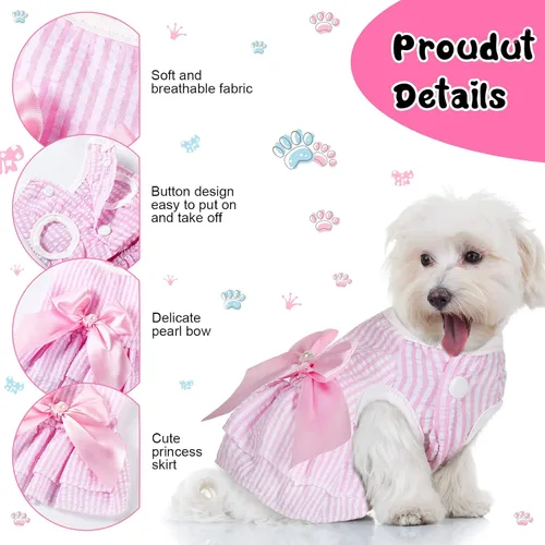 Miniatura 3 de 4 Piezas Vestidos para Perros Ropa para Cachorros Vestidos de Princesa de Verano para Mascotas Falda Tutú para Perrita Hembra Ropa para Chihuahua