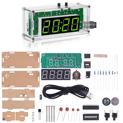 Miniatura 9 de MiOYOOW Kits de reloj digital de 4 dígitos con PCB, kit de proyecto de soldadura de reloj de alarma DIY para aprender soldadura electrónica