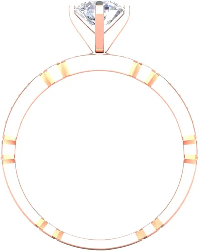 Miniatura 4 de Anillo de compromiso de diamantes redondos creados en laboratorio de 0.50 a 3.0 quilates con certificación IGI con piedra lateral en oro rosa de 14