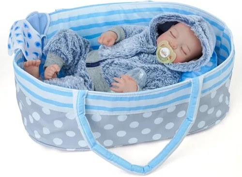 BABESIDE Muñecas de Bebé Reborn Realistas de Silicona de Cuerpo Completo para Niños Varones - 17 Pulgadas Sensación de Bebé Real Muñeca de Bebé Azul