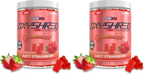 EHP Labs OxyShred Gummies - Gomitas preentrenamiento y masticables energéticos con 100 mg de cafeína, L-carnitina para apoyo térmico y metabólico,